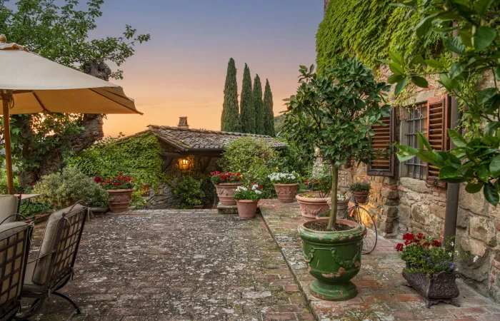 Front patio terrace leading to the private, peaceful guest house.