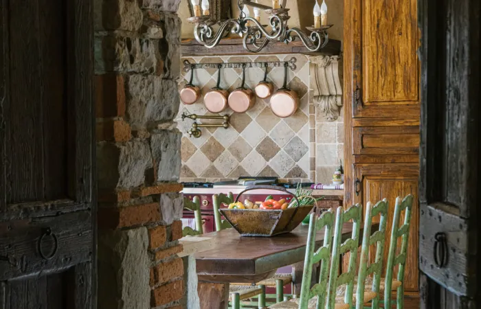 Country-style kitchen with rustic charm and professional-level function.