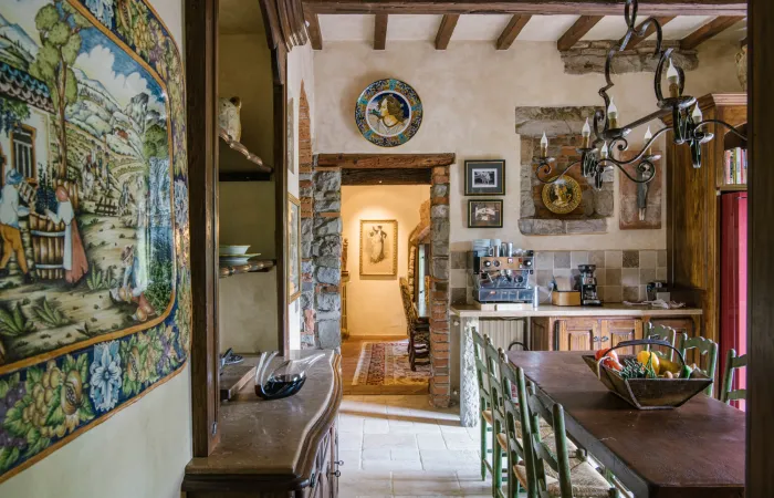 Inviting Tuscan country-style kitchen with classic details and modern comforts.